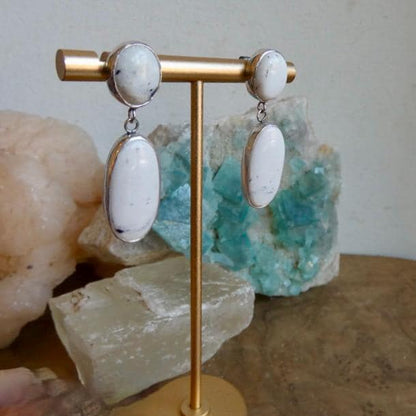 White Buffalo Post Drop Earrings - Sterling Silver