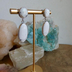 White Buffalo Post Drop Earrings - Sterling Silver