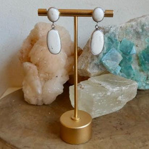 White Buffalo Post Drop Earrings - Sterling Silver