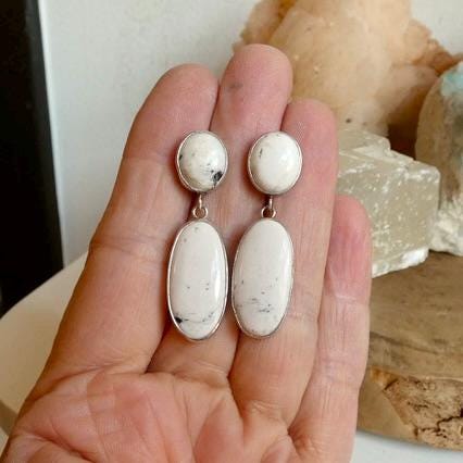 White Buffalo Post Drop Earrings - Sterling Silver
