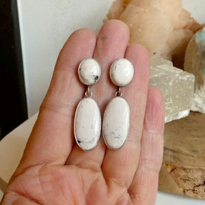 White Buffalo Post Drop Earrings - Sterling Silver