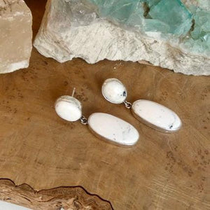 White Buffalo Post Drop Earrings - Sterling Silver