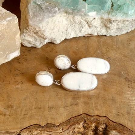 White Buffalo Post Drop Earrings - Sterling Silver