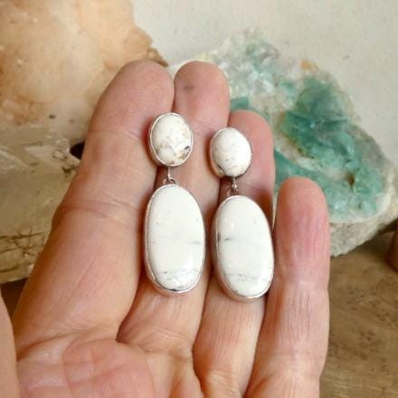 White Buffalo Post Drop Earrings - Sterling Silver