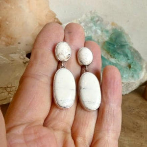 White Buffalo Post Drop Earrings - Sterling Silver