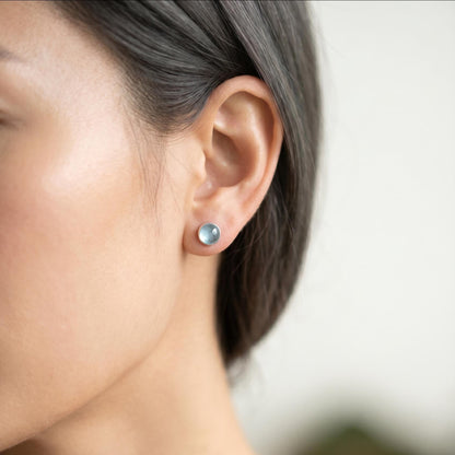 Pink or Blue Morganite Post Earrings - Choose Your Stone - Sterling Silver