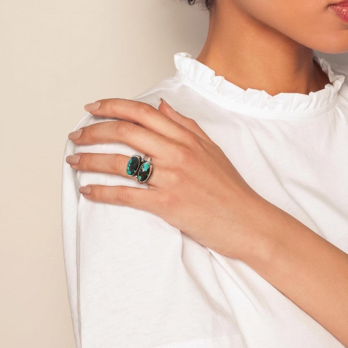 Rustic Turquoise 2-Stone Ring - Sterling Silver - Choose Your Ring