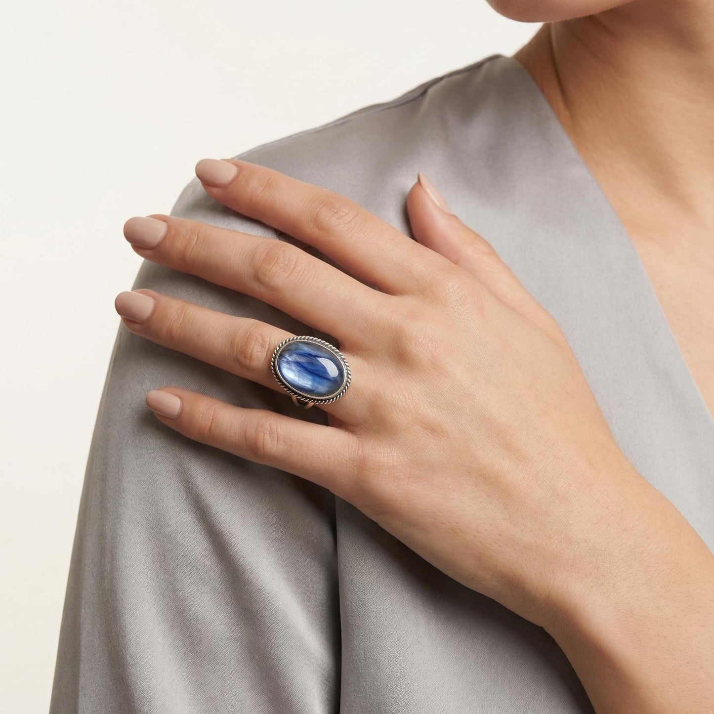 Blue Kyanite Boho Ring - Sterling Silver Ring - Choose Your Size