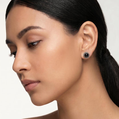 Black Agate Traditional Posts - .925 Sterling Silver - Black Onyx Studs