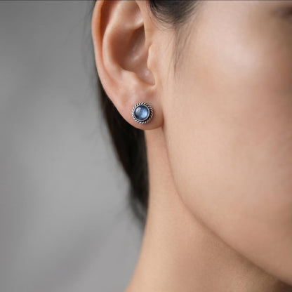 Blue Kyanite Earrings - .925 Sterling Silver Studs - Kyanite Posts - Kyanite Studs