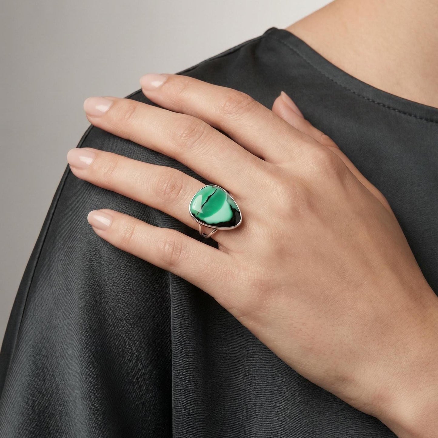 Custom Emerald Rose Green Variscite Ring - Silversmith Ring - Choose Your Stone