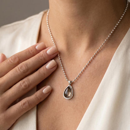 Pear Shaped Smoky Quartz Pendant -.925 Sterling Silver