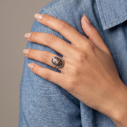 Custom Leopardskin Jasper Sterling Silver Ring – Handmade Boho Statement Ring