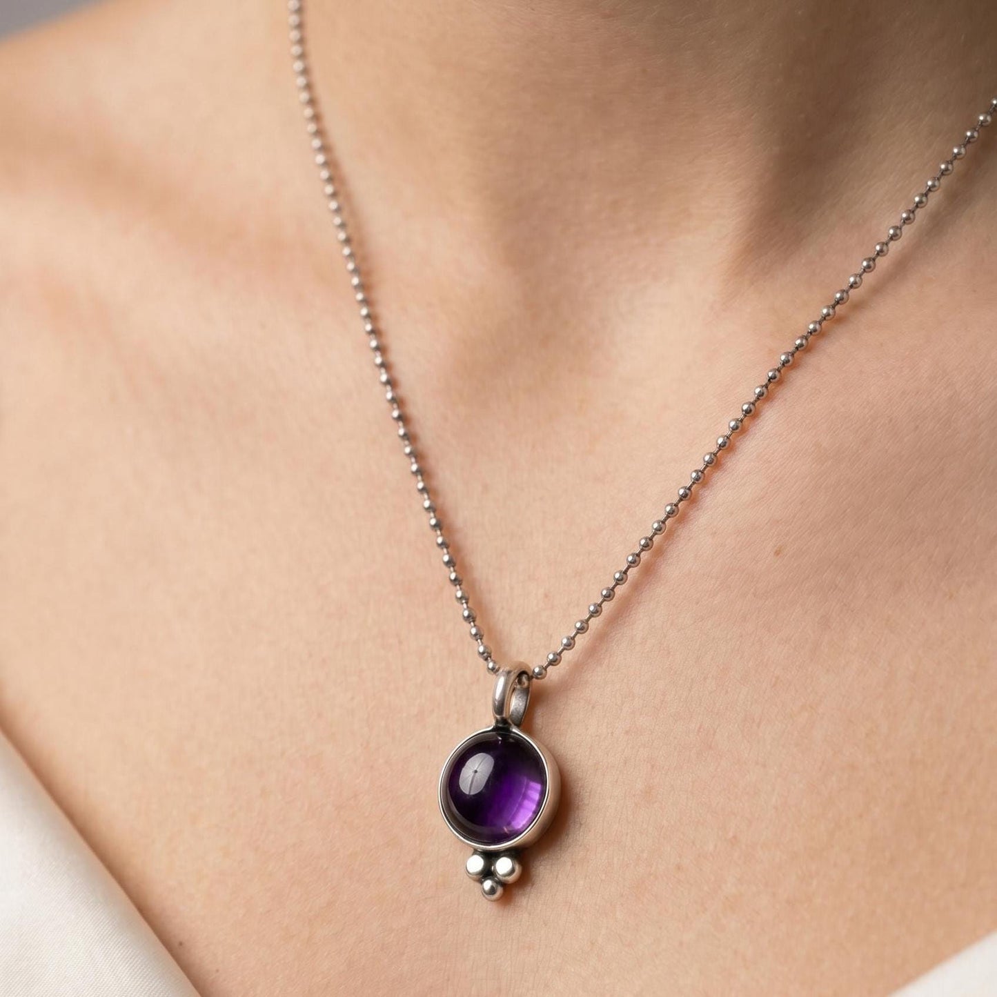 Amethyst Sterling Silver Pendant – Sweetheart Necklace
