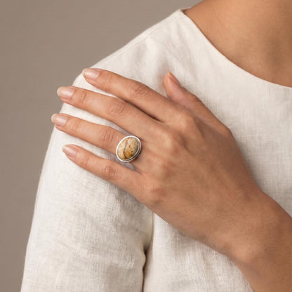 Custom Picture Jasper Ring East West Oval Ring - Sterling Silver - Choose Your Stone