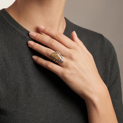 Hammered Sterling Silver Red Creek Jasper Ring - Silversmith Jewelry - Choose Your Stone