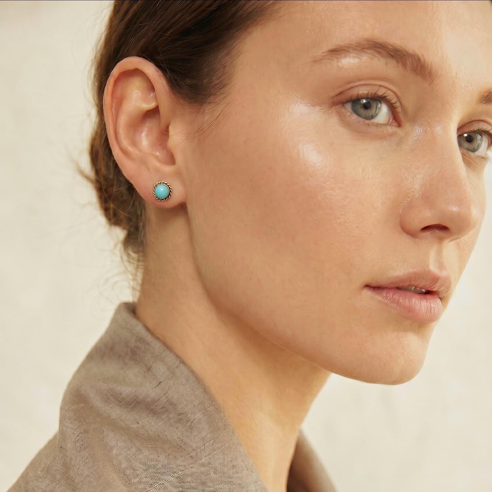 Turquoise Posts - 14K Gold Post Earrings
