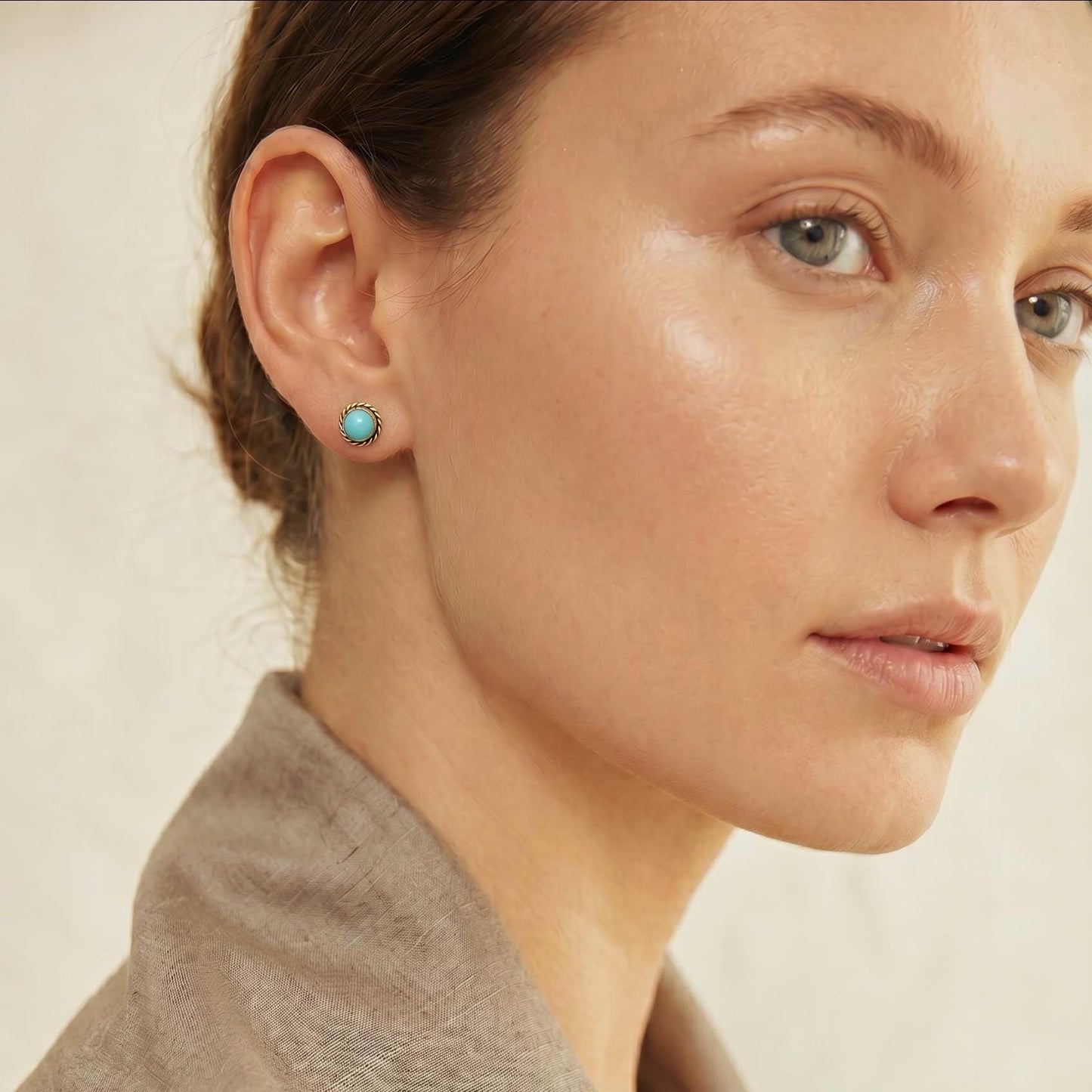 Turquoise Posts - 14K Gold Post Earrings