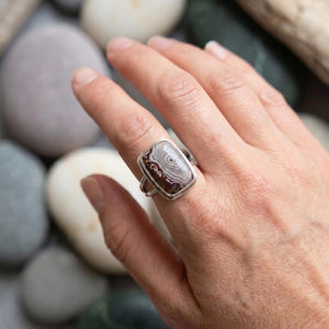 Laguna Lace Agate Ring - .925 Sterling Silver - Size 7.5