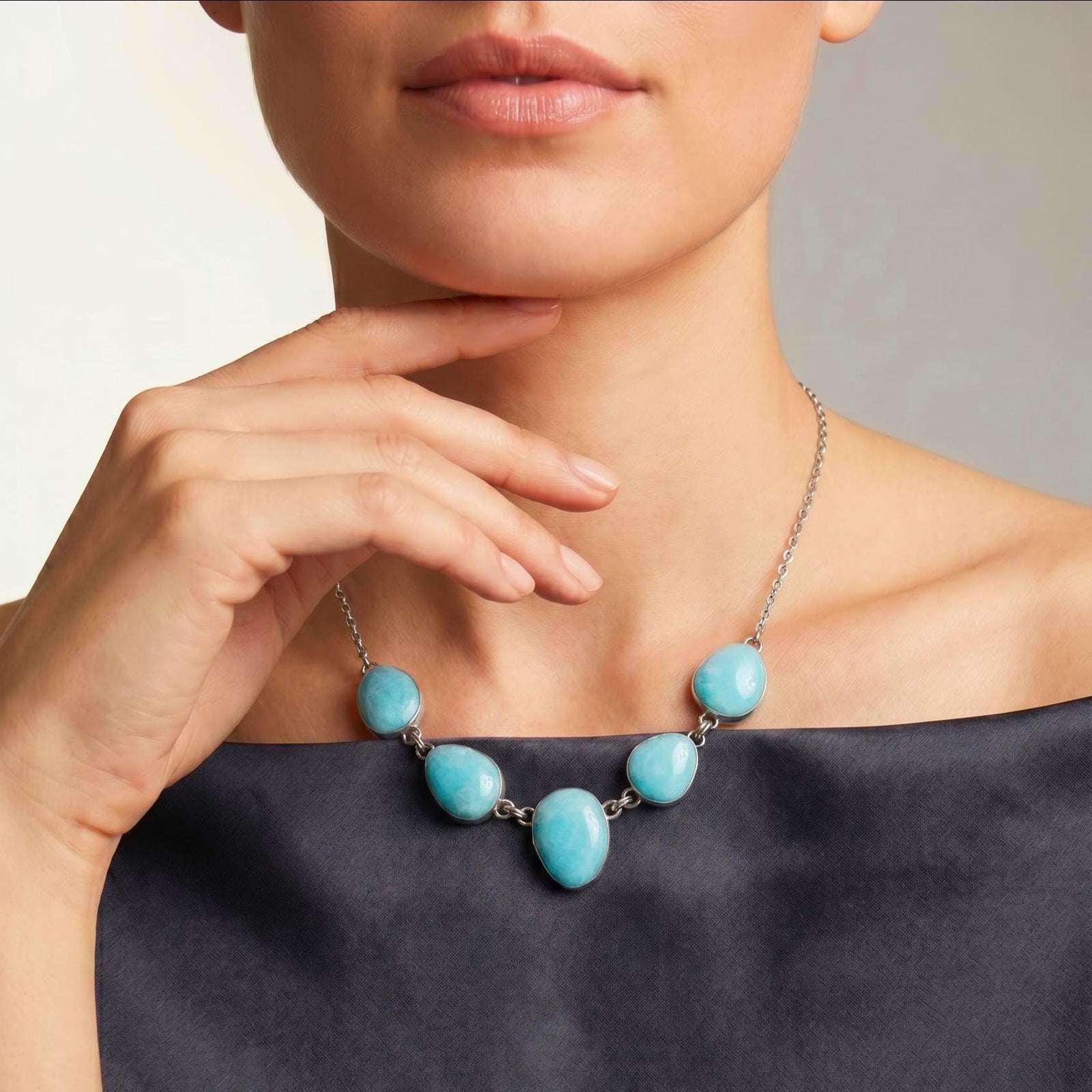 Amazonite Necklace - Multi-Stone - Sterling Silver Chain - OOAK