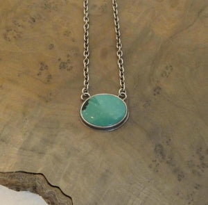 Turquoise Necklace with Chain - Sterling Silver