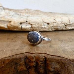 Sterling Silver Blue Sponge Coral Ring – East West Oval Stone