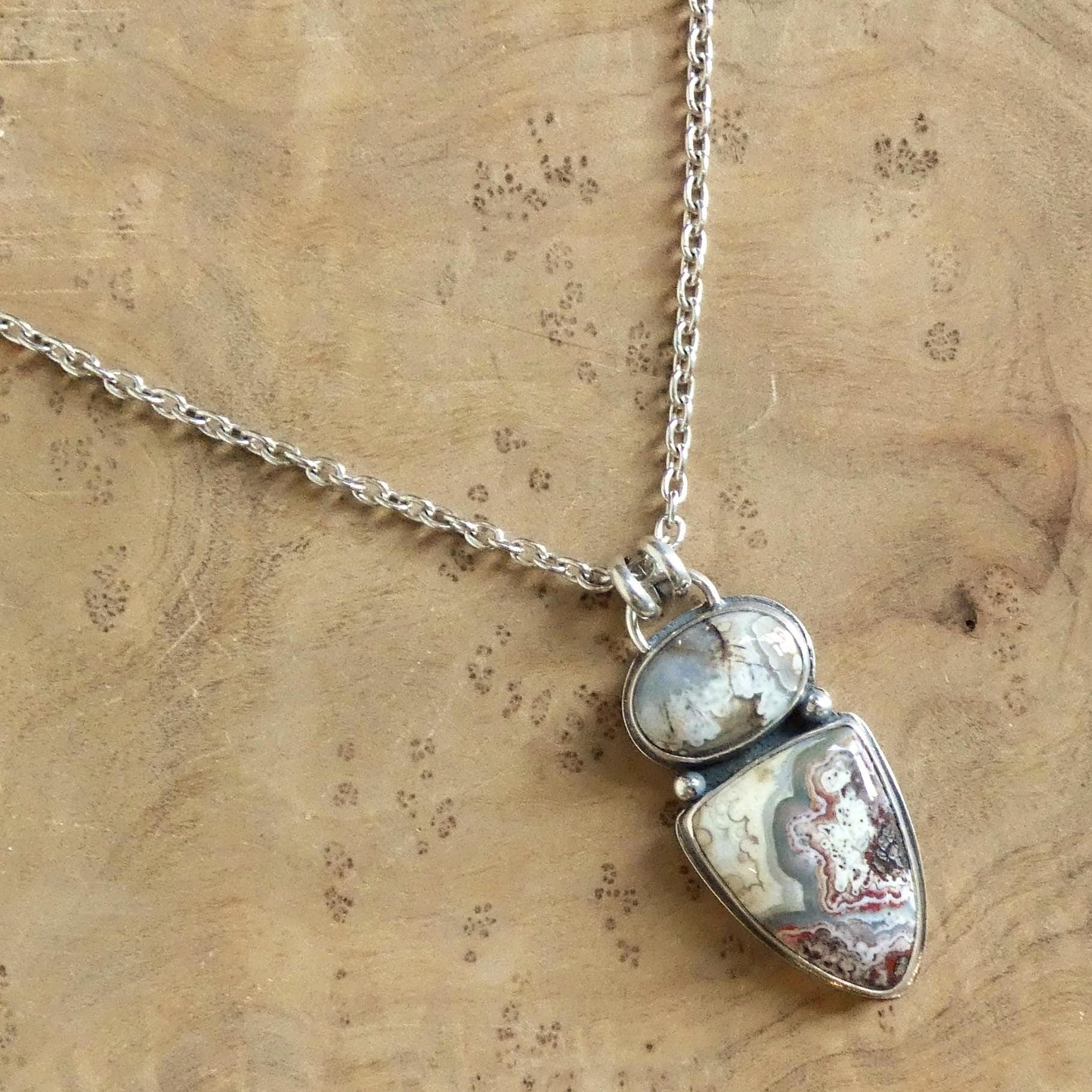 Crazy Lace Agate 2 Stone Pendant - Choose Your Sterling Silver Pendant