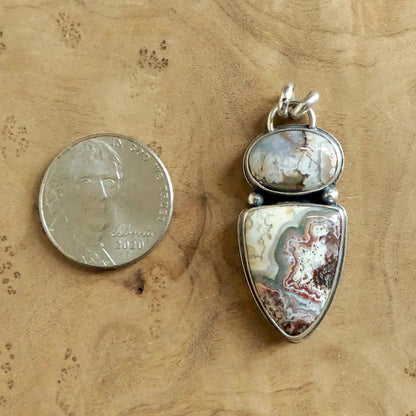 Crazy Lace Agate 2 Stone Pendant - Choose Your Sterling Silver Pendant