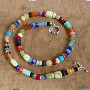 Color POP Gemstone Beaded Necklace - Sterling Silver Toggle Clasp