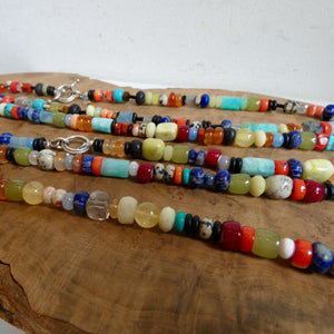 Color POP Gemstone Beaded Necklace - Sterling Silver Toggle Clasp