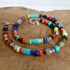 Color POP Gemstone Beaded Necklace - Sterling Silver Toggle Clasp