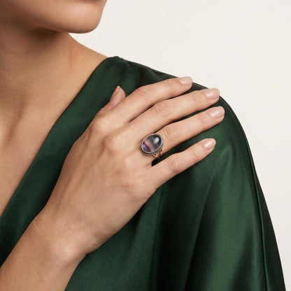 Custom Rainbow Fluorite Boho Ring - .925 Sterling Silver - Choose Your Stone