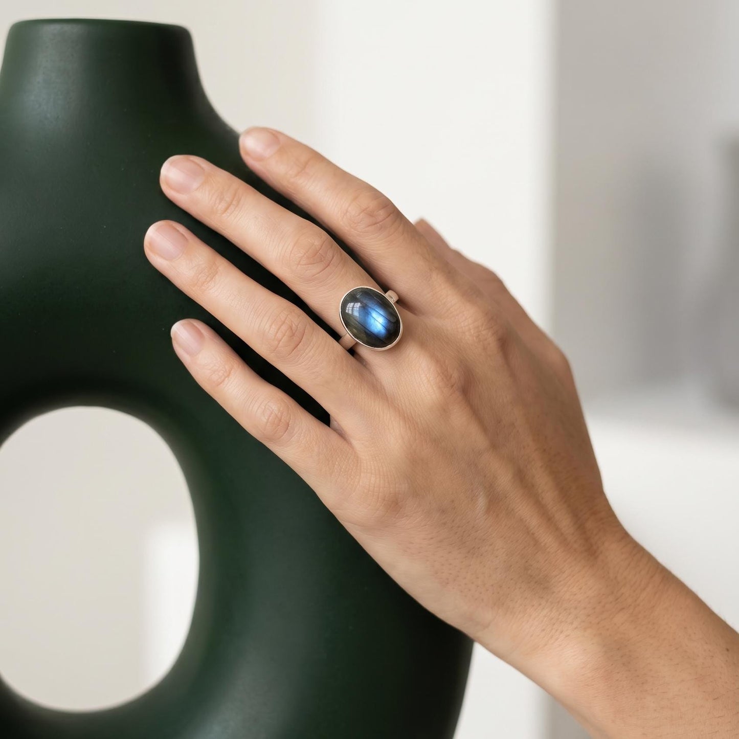 Oval Labradorite Ring - .925 Sterling Silver