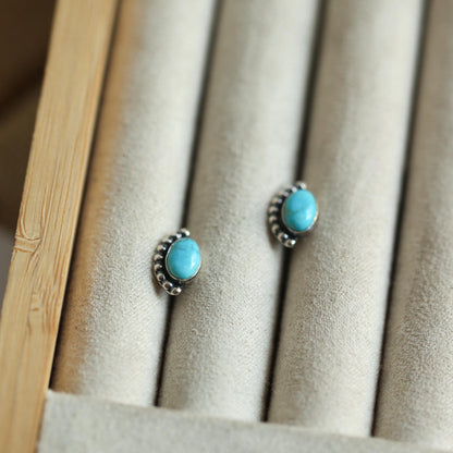 American Turquoise Sterling Silver Stud Earrings - Silversmith Jewelry