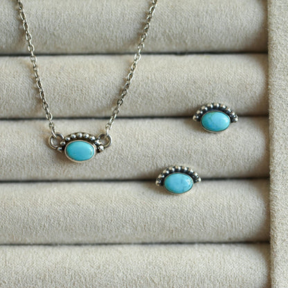 American Turquoise Sterling Silver Stud Earrings - Silversmith Jewelry