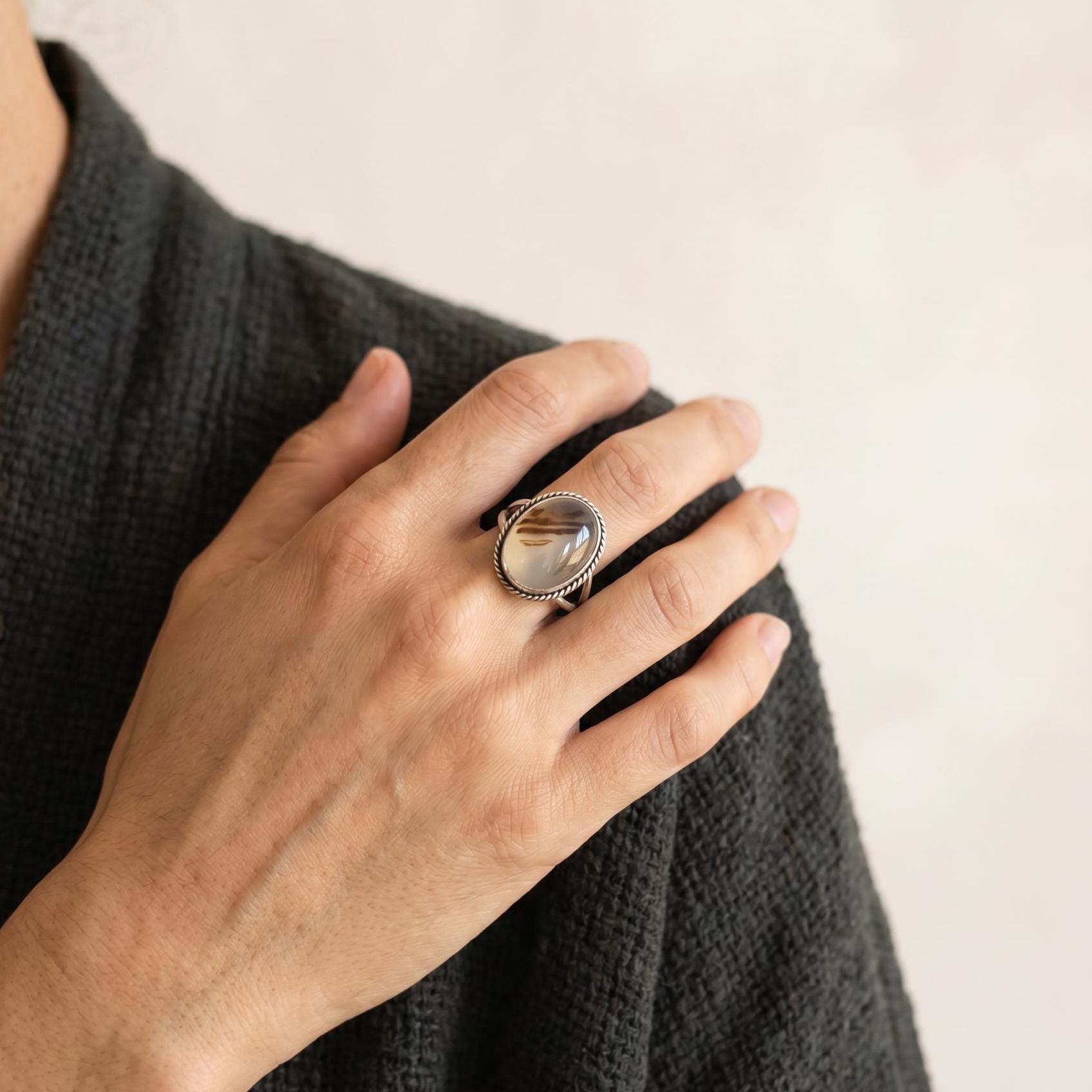 Custom Montana Agate Boho Ring - .925 Sterling Silver - Choose Your Stone