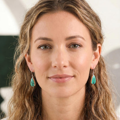 Emerald Rose Variscite Sterling Silver Drop Earrings – Handmade Jewelry