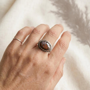 Custom Leopardskin Jasper East West Oval Ring – Handmade Boho Statement Ring
