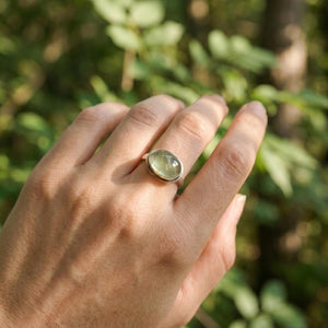 Green Prehnite Quartz East West Oval Ring - Silversmith Ring