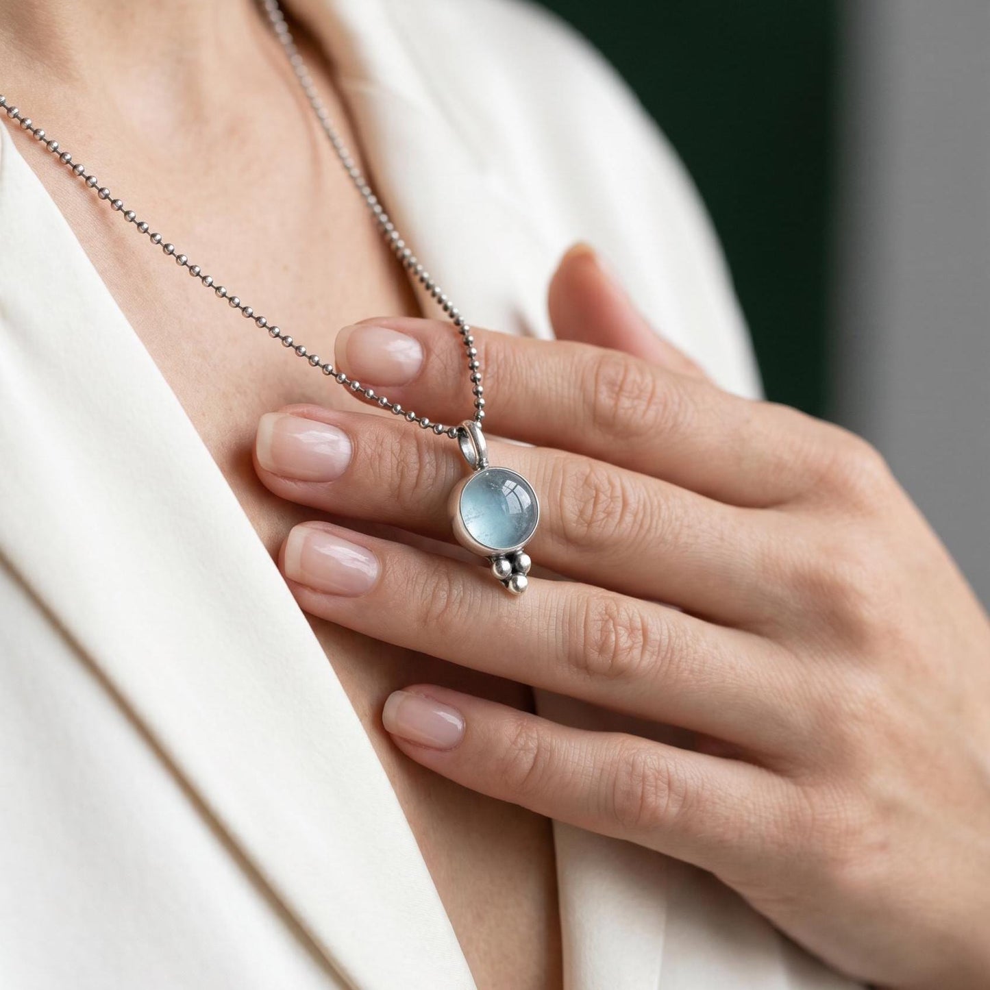 Aquamarine Sweetheart Pendant - Aquamarine Necklace - March Birthstone - .925 Sterling Silver