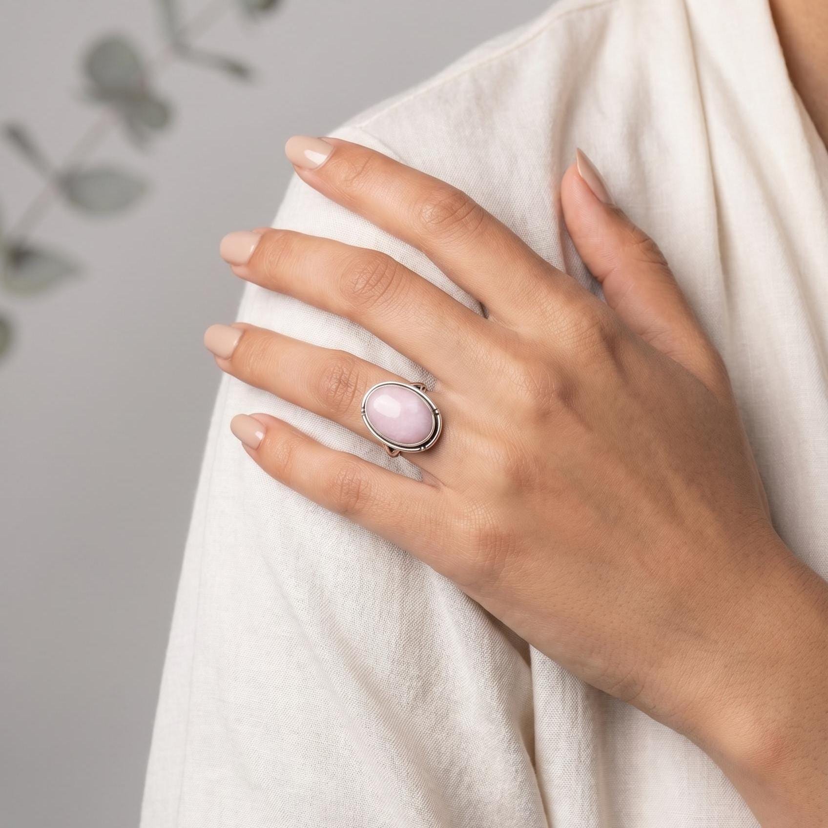 Pink Opal Notched Boho Ring | Sterling Silver | Linda Blackbourn