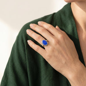 Sterling Silver Lapis Lazuli Ring - Silversmith Boho Jewelry