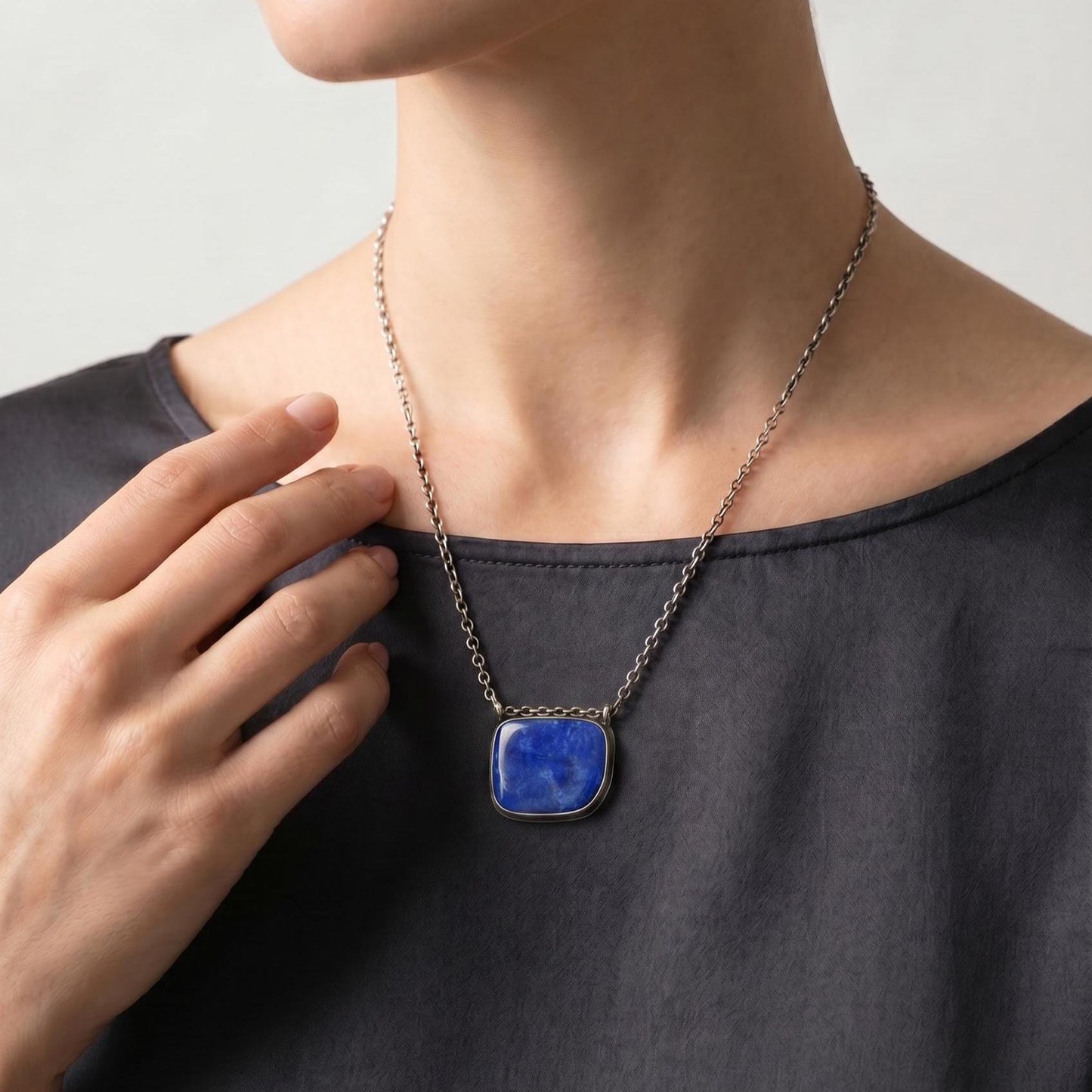 Custom Lapis Lazuli Pendant - Hanging Rock Pendant - Sterling Silver
