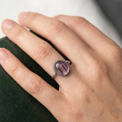 Custom Rainbow Fluorite Sterling Silver Ring - Choose Your Stone