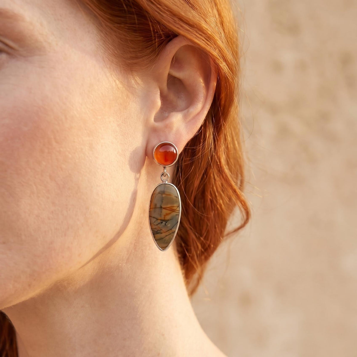 Red Creek Jasper and Carnelian Drop Earrings | Sterling Silver | Choose Your Pair
