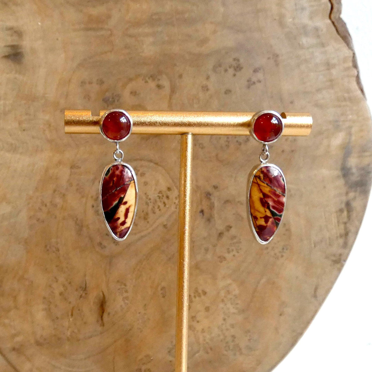 Red Creek Jasper and Carnelian Drop Earrings | Sterling Silver | Choose Your Pair