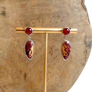 Red Creek Jasper and Carnelian Post Drop Earrings - Choose Your Pair - Sterling Silver