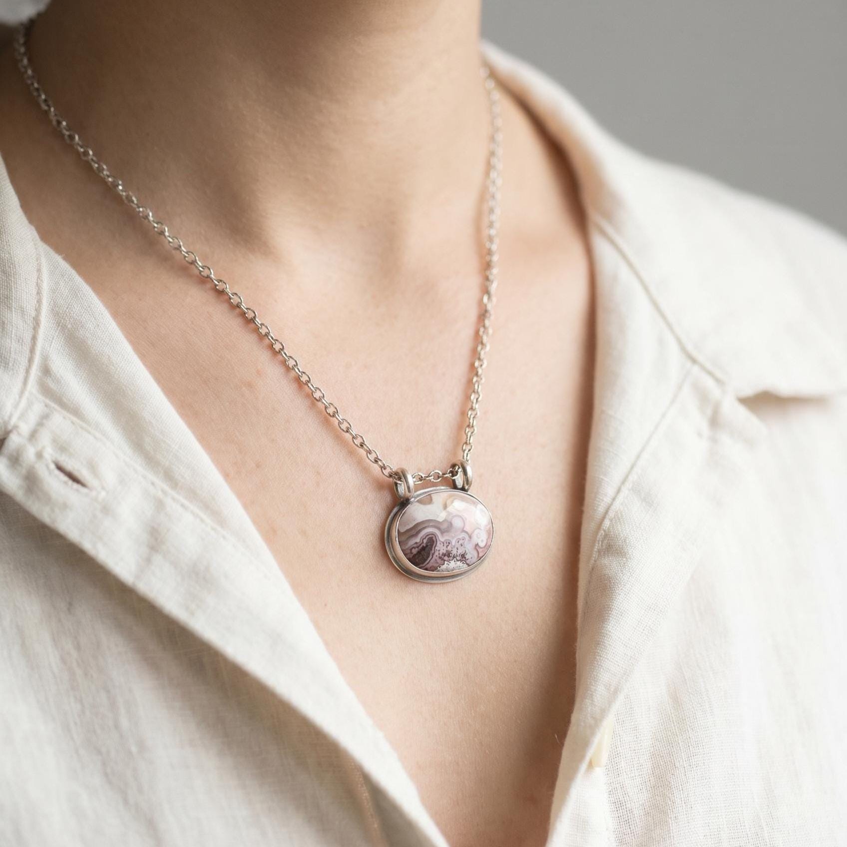 Custom Crazy Lace Agate Pendant – Rose Cut Sterling Silver Necklace - Choose Your Stone