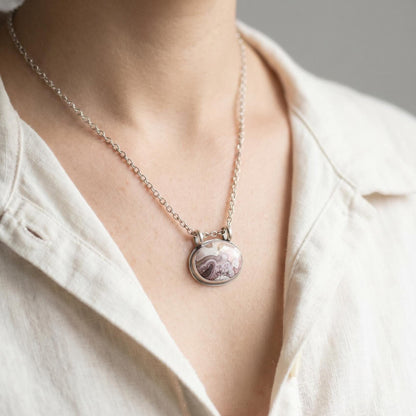 Custom Crazy Lace Agate Pendant – Rose Cut Sterling Silver Necklace - Choose Your Stone