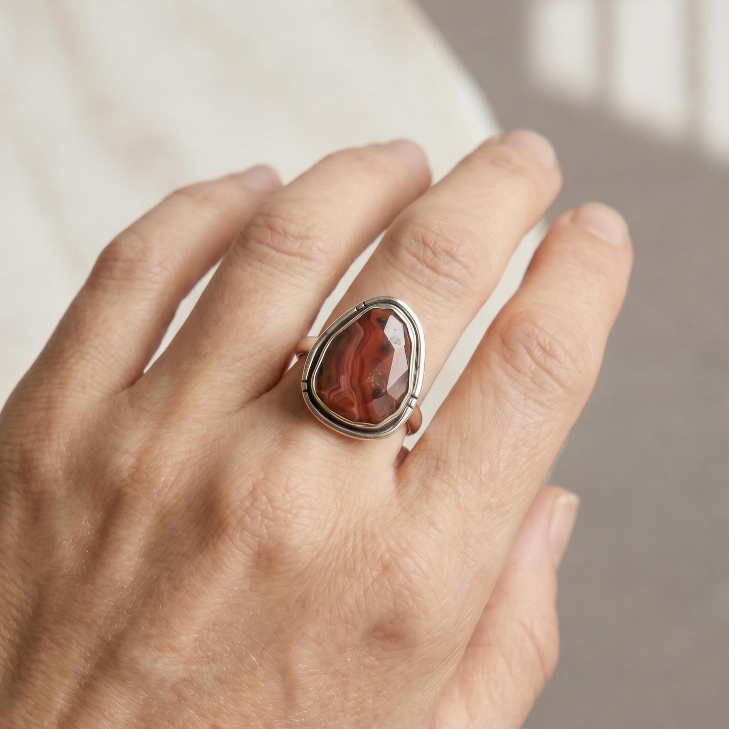 Crazy Lace Agate Ring - .925 Sterling Silver - Silversmith Ring - Choose Your Stone